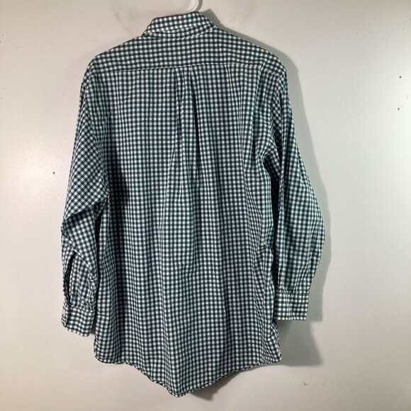 Mens Brooks Brothers Gingham Button Shirt Green White Cotton 16 1/2 Long Sleeve - Picture 2 of 11